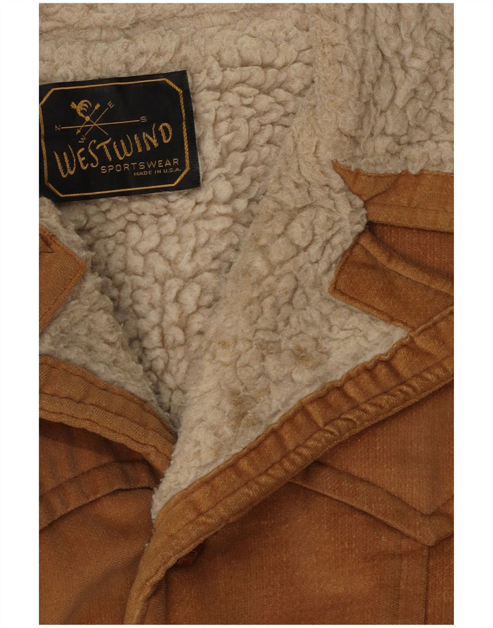 Vintage Mens Sherpa Jacket UK 40 Large Brown Colourblock