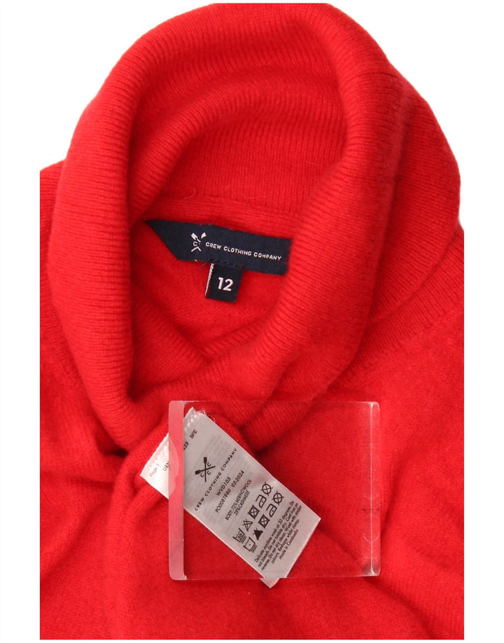 Crew Clothing Womens Roll Neck Jumper Sweater UK 12 Medium Red Merino Wool