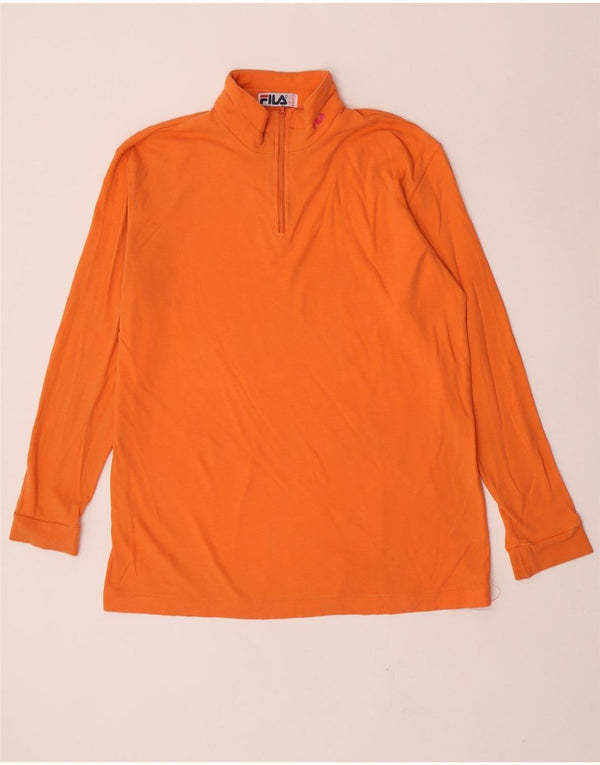 Fila Mens Zip Neck Top Long Sleeve IT 54 XL Orange Cotton