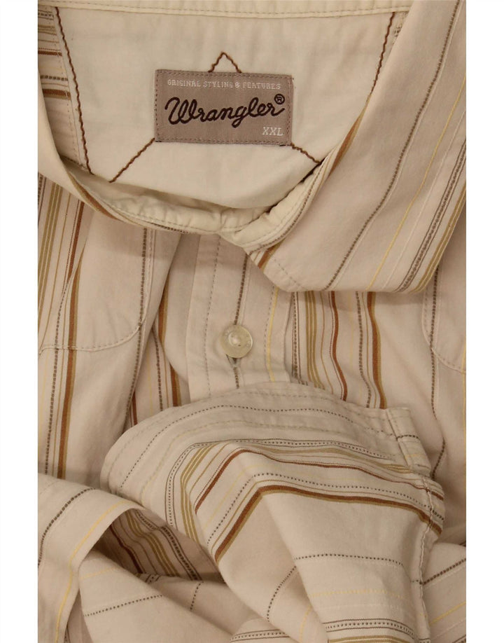 Wrangler Mens Short Sleeve Shirt 2XL Beige Striped