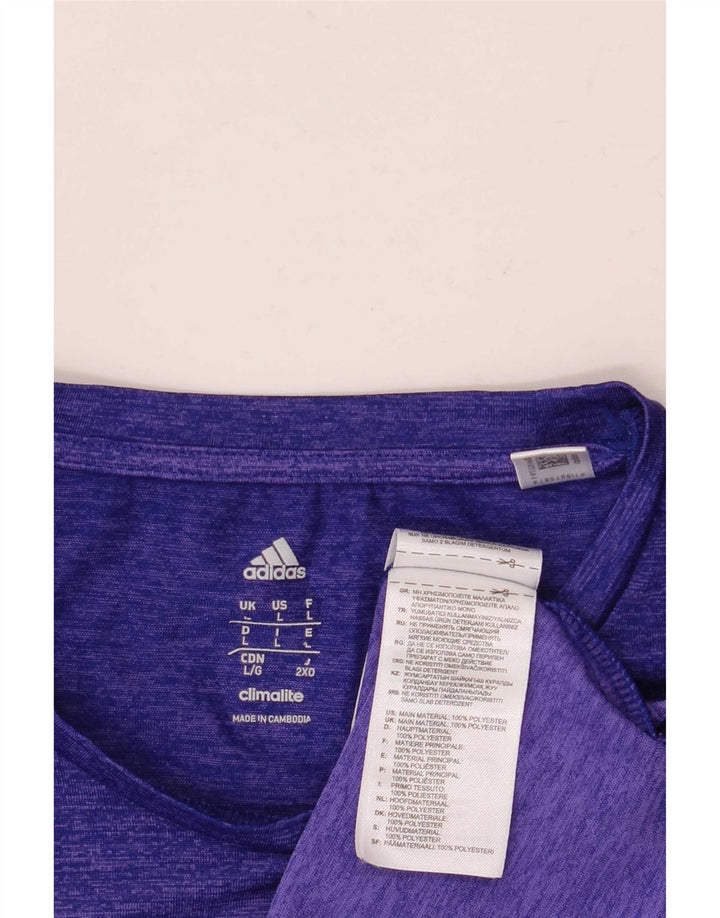 Adidas Mens Climalite T-Shirt Top Large Purple Flecked Polyester