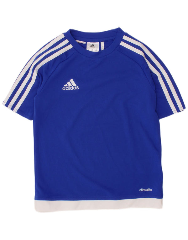 ADIDAS Boys Climalite T-Shirt Top 7-8 Years Blue Colourblock
