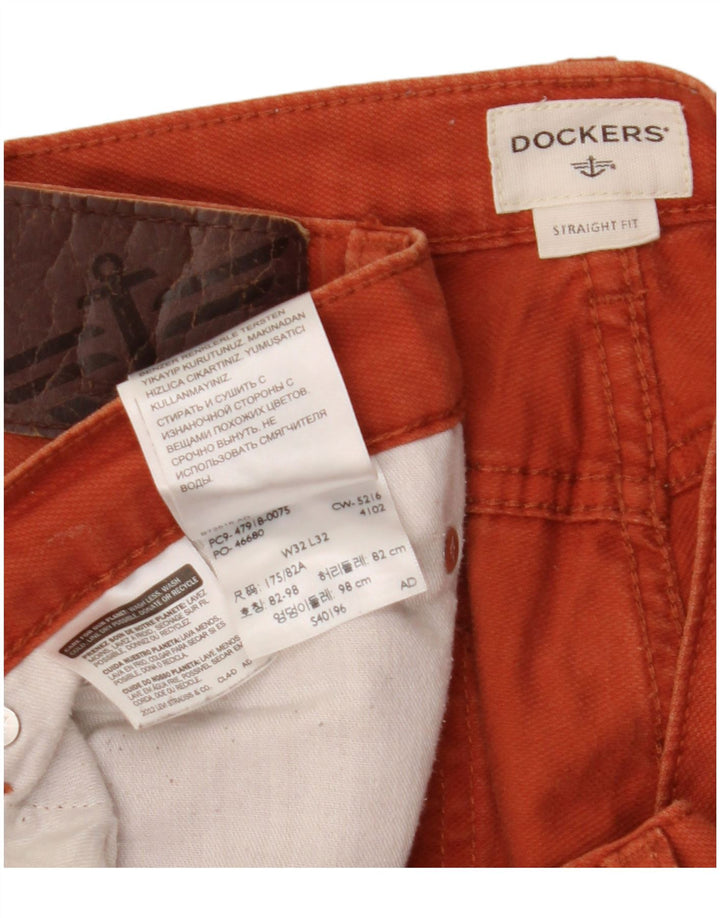 DOCKERS Mens Straight Casual Trousers W32 L32 Maroon Cotton