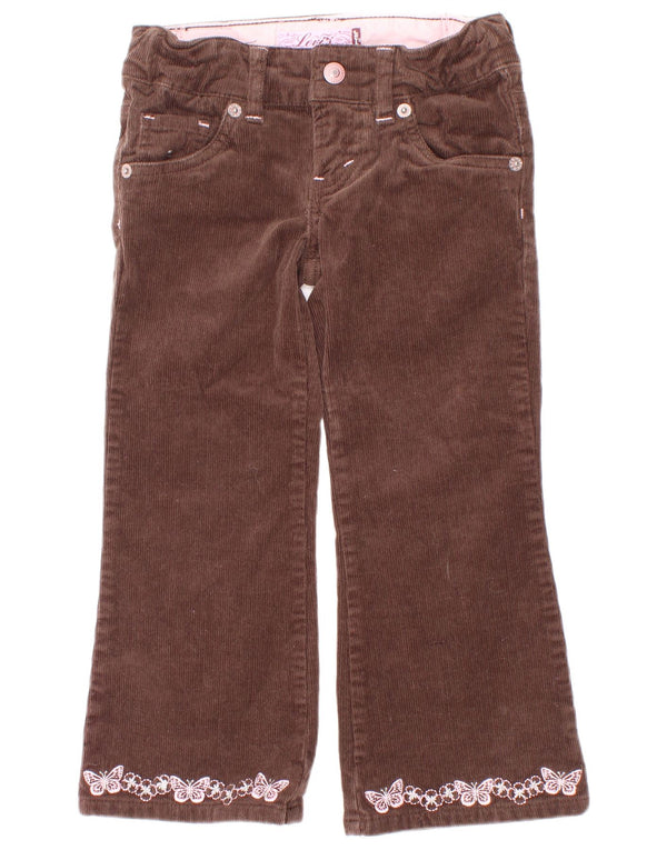 Levi's Girls Wide Leg Corduroy Trousers 3-4 Years W22 L16 Brown Cotton