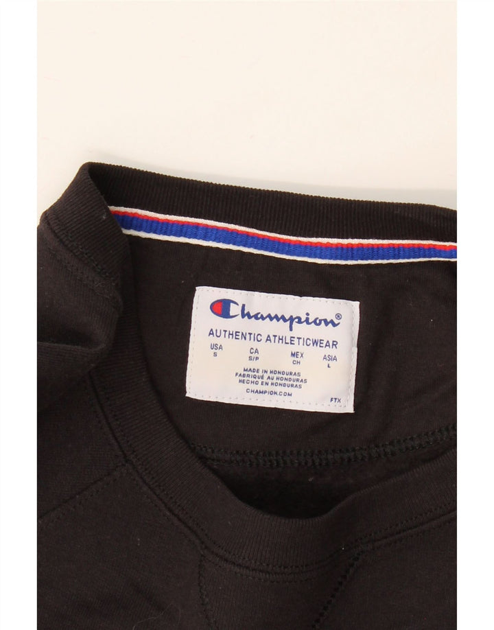 CHAMPION Mens Graphic Sweatshirt Jumper Small Black Polyester