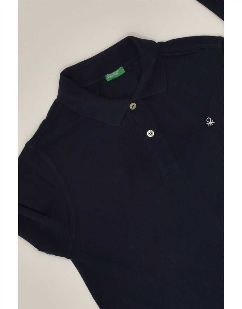 BENETTON Boys Long Sleeve Polo Shirt 11-12 Years 2XL Navy Blue Cotton | Vintage Benetton | Thrift | Second-Hand Benetton | Used Clothing | Messina Hembry 