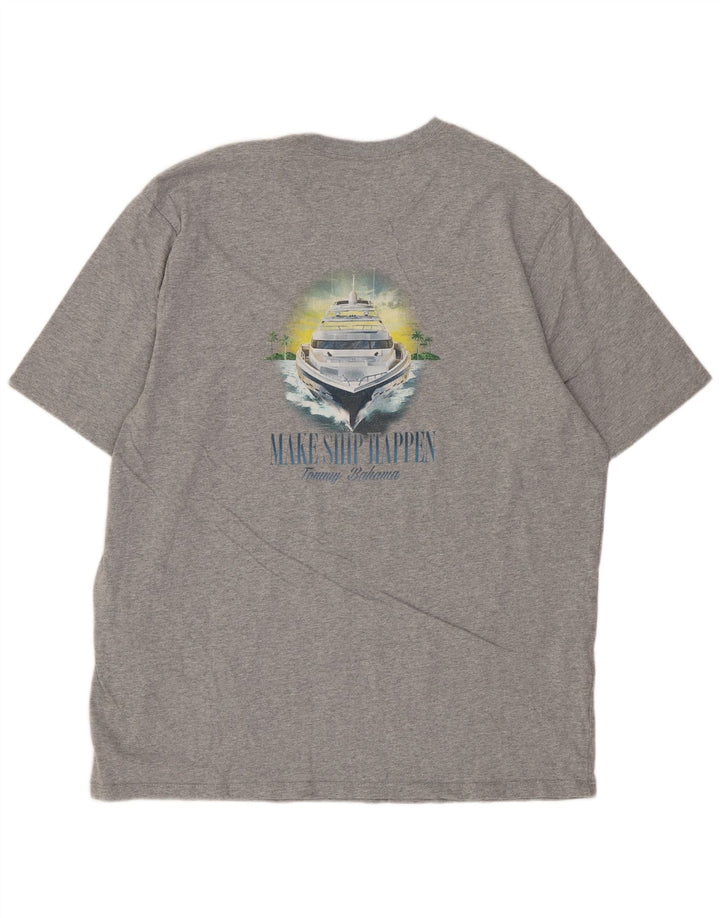 Tommy Bahama Mens Graphic T-Shirt Top Large Grey Cotton