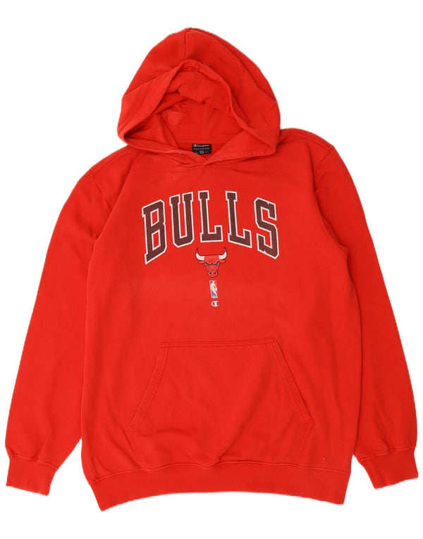 Champion Mens Chicago Bulls Graphic Hoodie Jumper 2XL Red Cotton