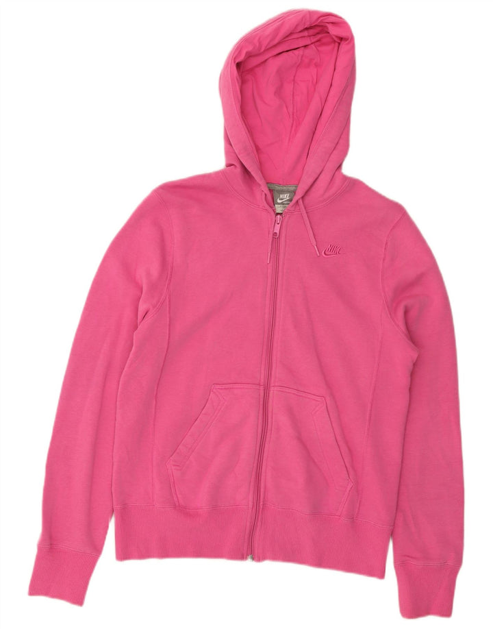Nike Womens Zip Hoodie Sweater US 8/10 Medium Pink Cotton