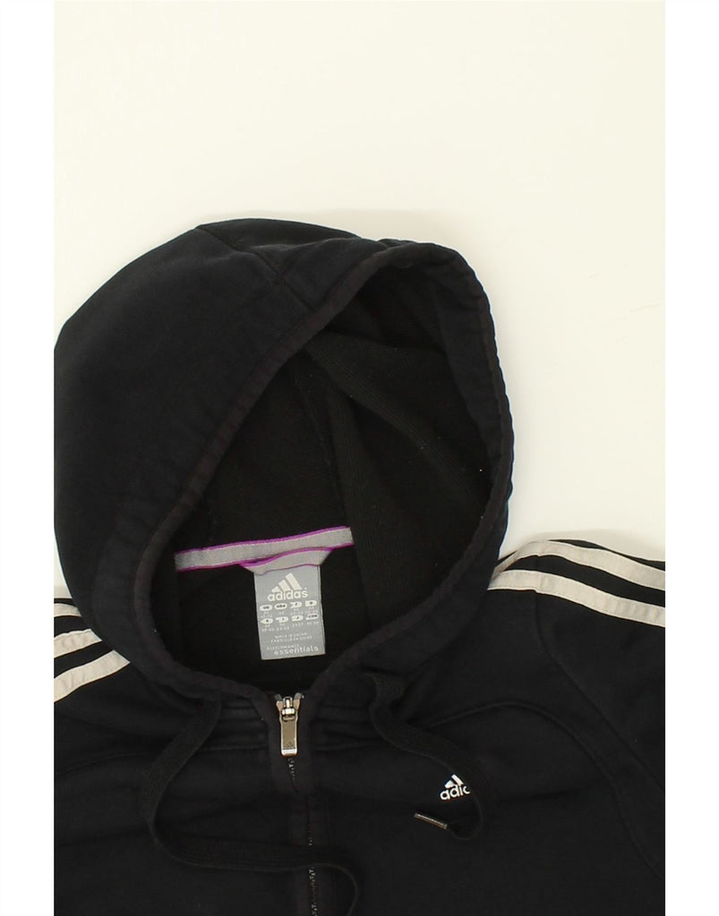 ADIDAS Womens Climalite Zip Hoodie Sweater UK 12/14 Medium Black Cotton | Vintage Adidas | Thrift | Second-Hand Adidas | Used Clothing | Messina Hembry 