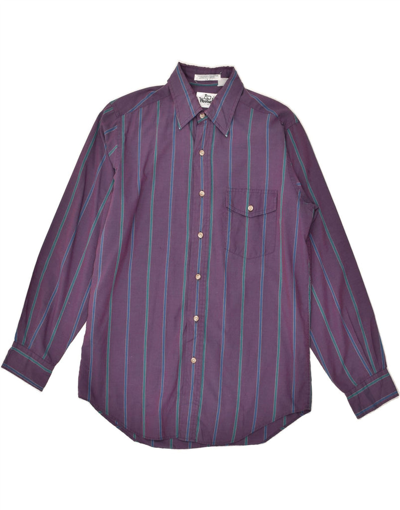 WOOLRICH Mens Shirt Medium Purple Striped Cotton | Vintage Woolrich | Thrift | Second-Hand Woolrich | Used Clothing | Messina Hembry 