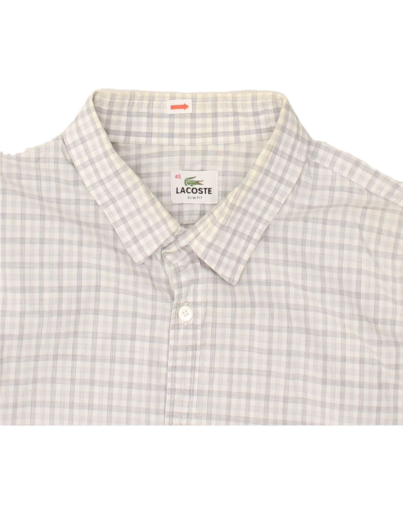 LACOSTE Mens Slim Fit Shirt Size 45 XL Grey Check Cotton | Vintage Lacoste | Thrift | Second-Hand Lacoste | Used Clothing | Messina Hembry 