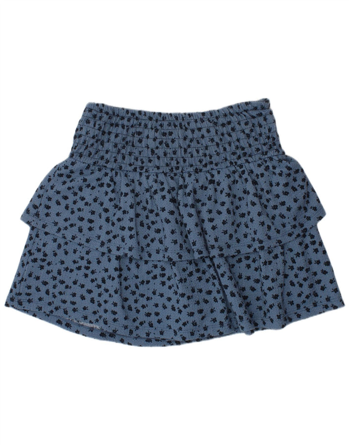 ZARA Girls Ruffle Skirt 13-14 Years W26  Blue Spotted Polyester