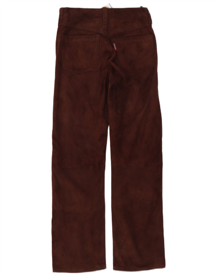 MONTGOMERY Womens Straight Suede Trousers W27 L29 Brown Leather