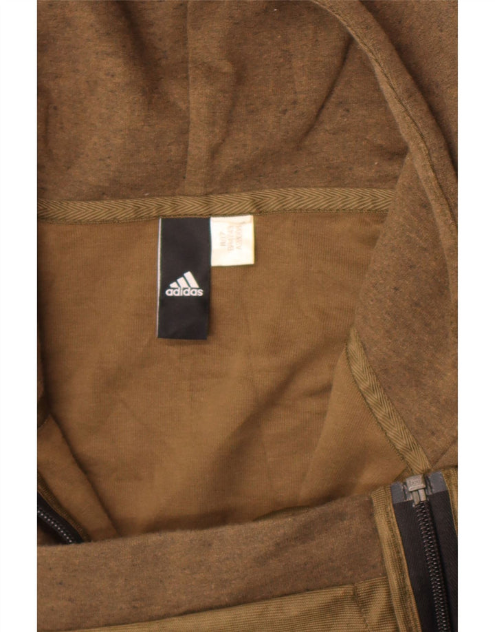 Adidas Mens Zip Hoodie Sweater Large Brown