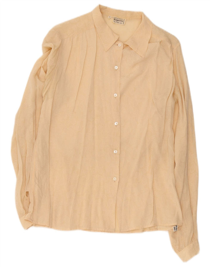 Vintage Womens Shirt Blouse IT 42 Medium Beige Silk