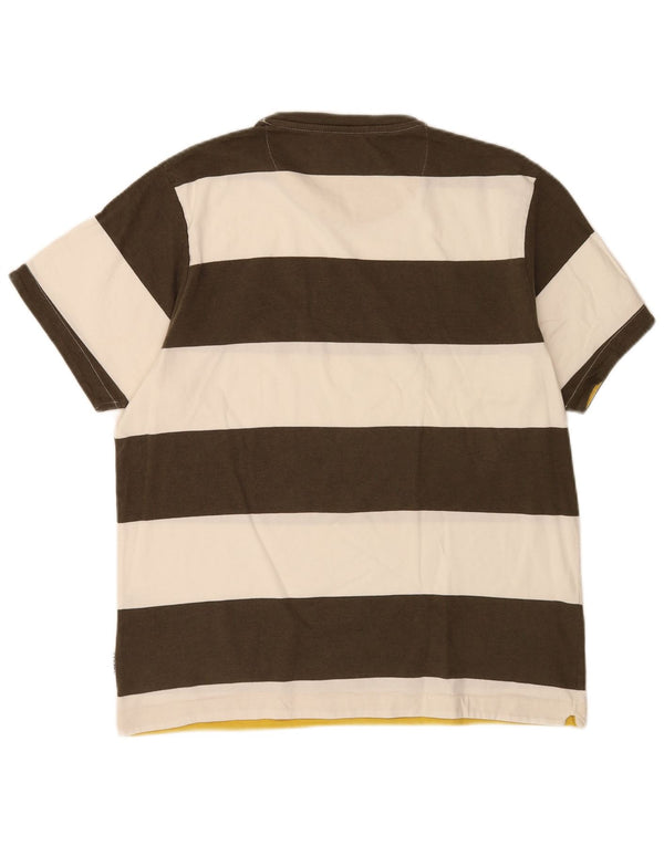 O'Neal Mens T-Shirt Top Large White Striped Cotton