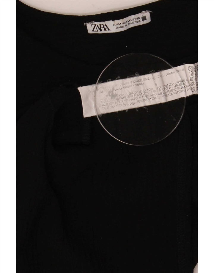 Zara Womens Blouse Top UK 12 Medium Black Polyester