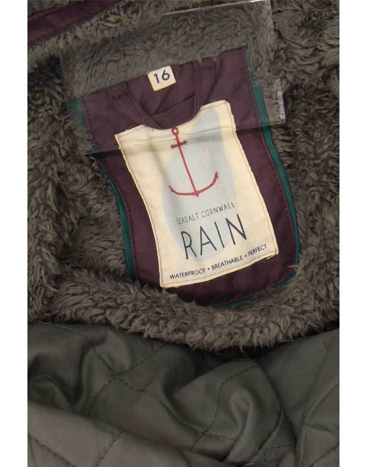 SEASALT CORNWALL Womens Hooded Sherpa Raincoat UK 16 Large Burgundy