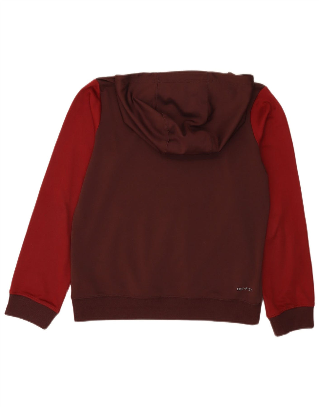 NIKE Boys Graphic Hoodie Jumper 12-13 Years Large Burgundy Colourblock