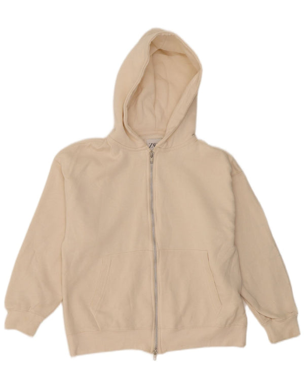 Zara Girls Zip Hoodie Sweater 11-12 Years Off White Cotton