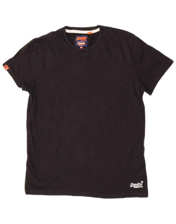 Superdry Womens Short Sleeve T-Shirt Top UK 18 XL Black Cotton