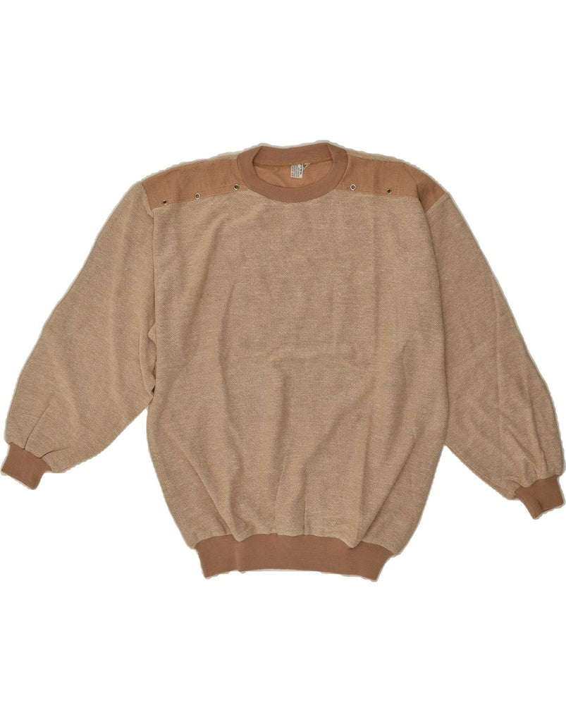 VINTAGE Mens Crew Neck Jumper Sweater XL Brown Cotton | Vintage Vintage | Thrift | Second-Hand Vintage | Used Clothing | Messina Hembry 