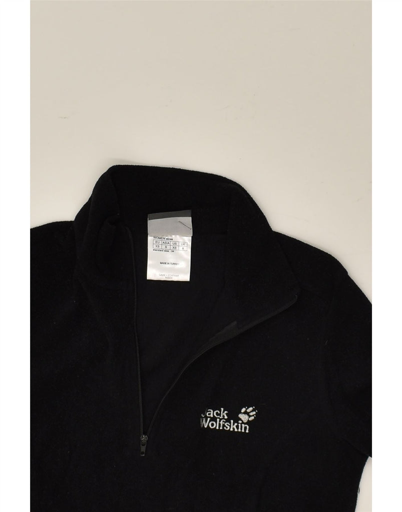 JACK WOLFSKIN Womens Zip Neck Fleece Jumper UK 8 Small Black Polyester | Vintage Jack Wolfskin | Thrift | Second-Hand Jack Wolfskin | Used Clothing | Messina Hembry 