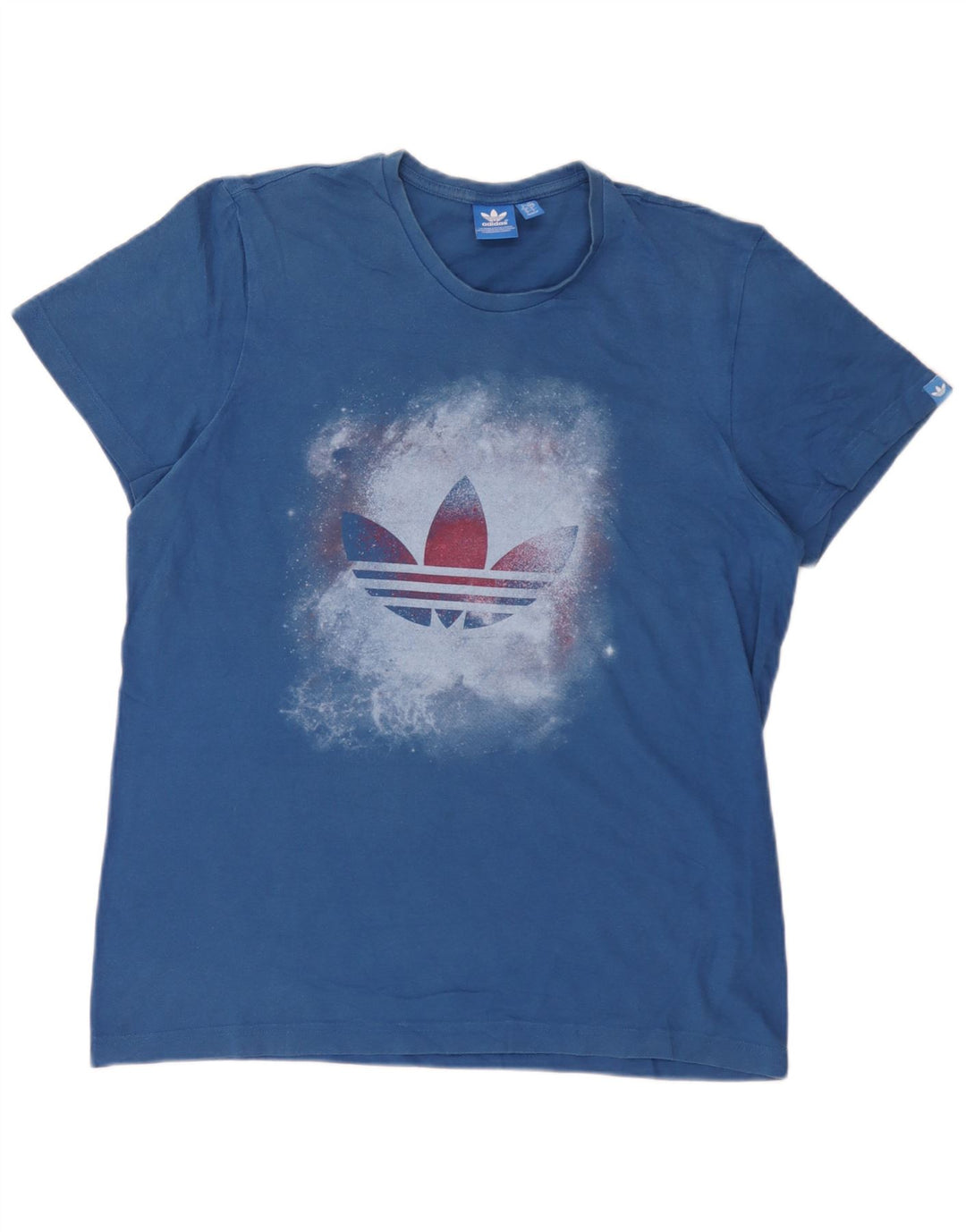 Adidas Mens Graphic T-Shirt Top Large Blue Cotton