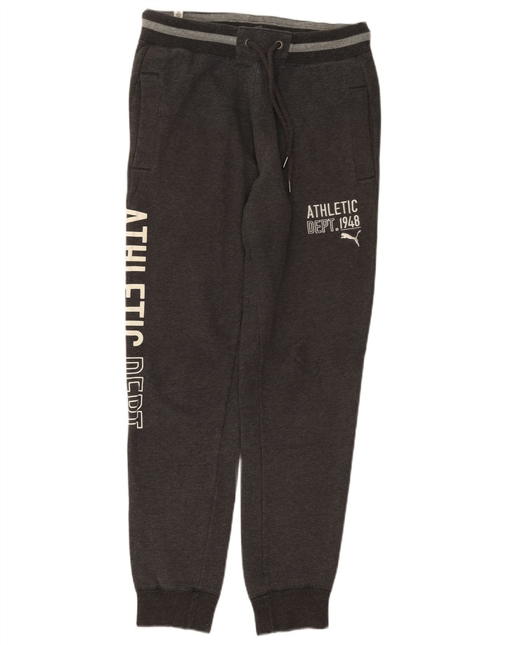 PUMA Mens Graphic Tracksuit Trousers Joggers Medium  Grey Cotton