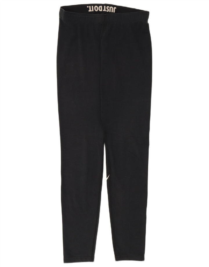 Nike Womens Graphic Leggings UK 12 Medium Black Cotton