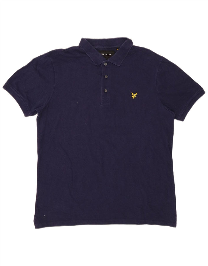 LYLE & SCOTT Mens Polo Shirt Medium Navy Blue Cotton