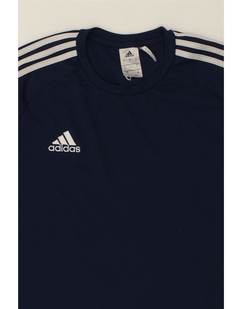 ADIDAS Mens Climalite Slim T-Shirt Top Large Navy Blue Polyester Vintage Adidas and Second-Hand Adidas from Messina Hembry 