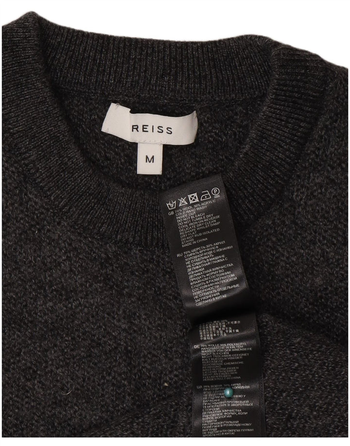 Reiss Womens Crew Neck Jumper Sweater UK 12 Medium Grey Flecked Wool