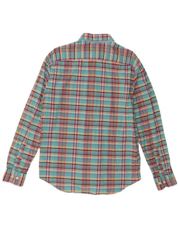 Tommy Hilfiger Mens New York Fit Shirt Medium Turquoise Check Cotton