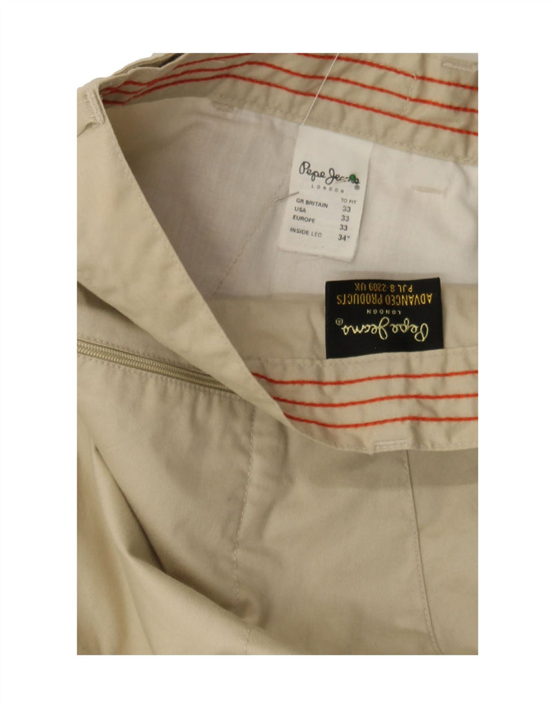 PEPE JEANS Mens Straight Chino Trousers W33 L30 Beige Cotton Vintage PEPE Jeans and Second-Hand PEPE Jeans from Messina Hembry 