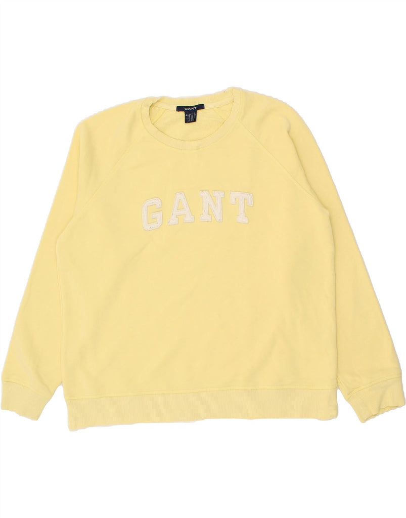 GANT Womens Graphic Sweatshirt Jumper UK 20 2XL Yellow Cotton | Vintage Gant | Thrift | Second-Hand Gant | Used Clothing | Messina Hembry 