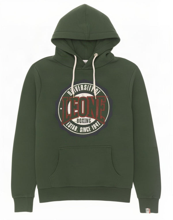 Leone Mens Boxing Graphic Hoodie Jumper Large Green Cotton