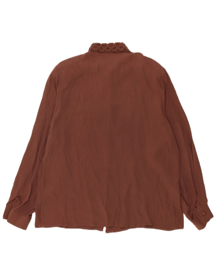 Vintage Womens Shirt Blouse IT 50 XL Brown Acetate