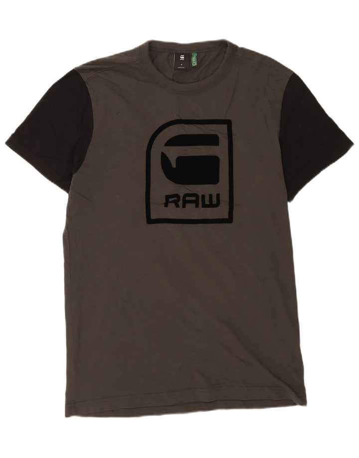 G-Star Mens Graphic T-Shirt Top Small Grey Colourblock Cotton