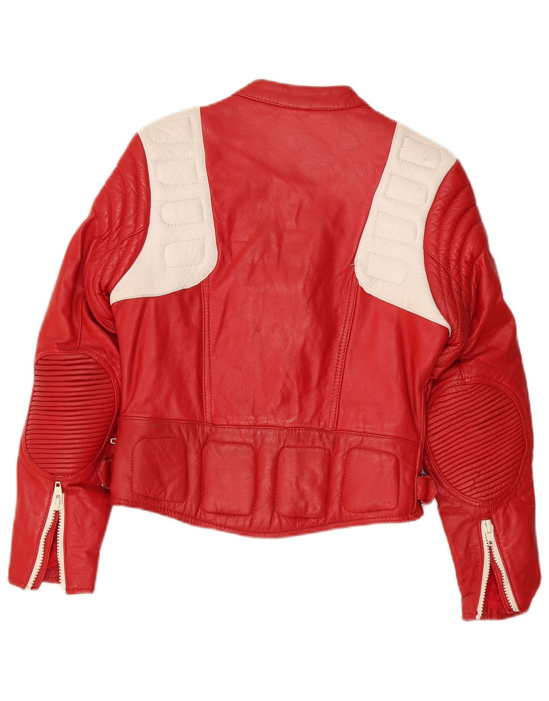 Vintage Womens Leather Racer Jacket EU 40 Medium Red Leather