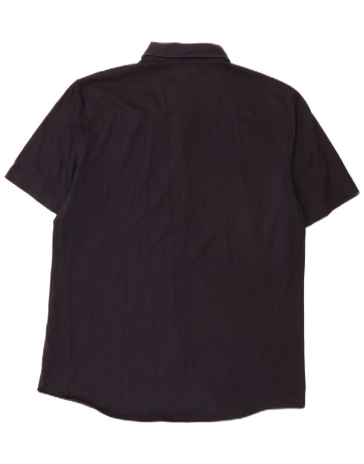 Cos Mens Short Sleeve Shirt Large Navy Blue Cotton