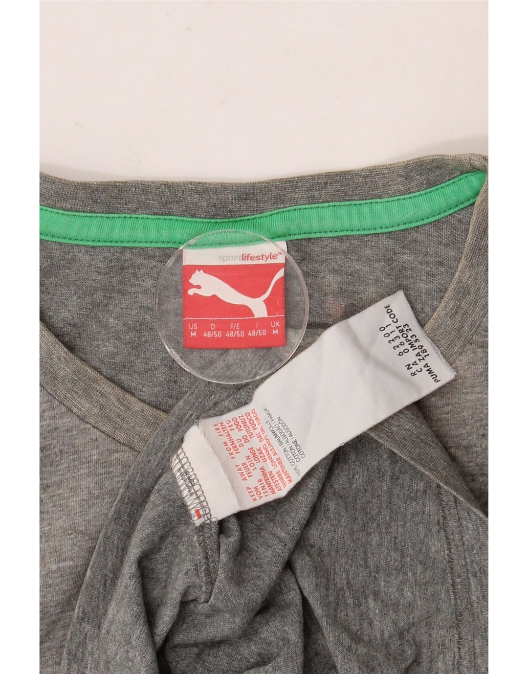 PUMA Mens Graphic T-Shirt Top Medium Grey Flecked Cotton