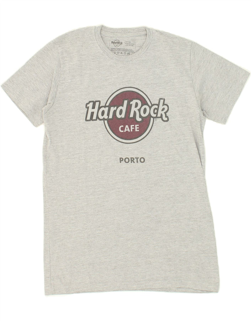 HARD ROCK CAFE Womens Porto Graphic T-Shirt Top UK 12 Medium Grey Cotton Vintage Hard Rock Cafe and Second-Hand Hard Rock Cafe from Messina Hembry 