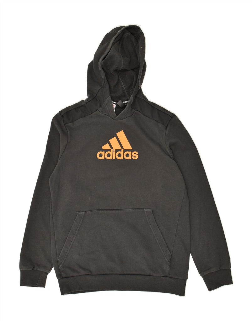 ADIDAS Boys Graphic Hoodie Jumper 15-16 Years Black Cotton | Vintage Adidas | Thrift | Second-Hand Adidas | Used Clothing | Messina Hembry 