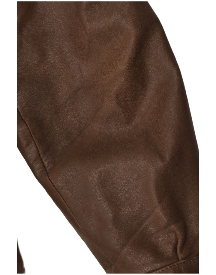 Cristiano Di Thiene Womens Leather Jacket UK 14 Medium Brown Leather