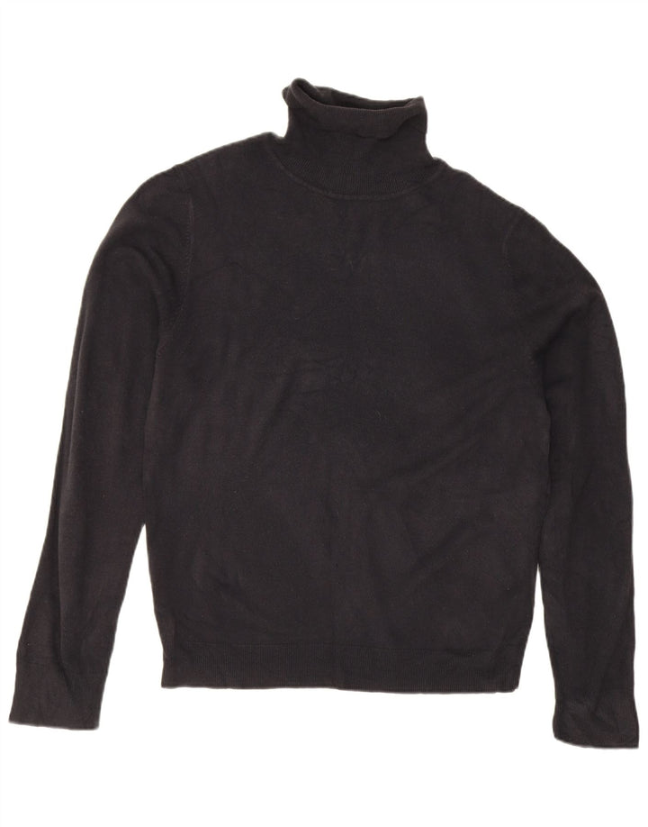 Marks & Spencer Mens Blue Harbour Roll Neck Jumper Sweater Medium Black