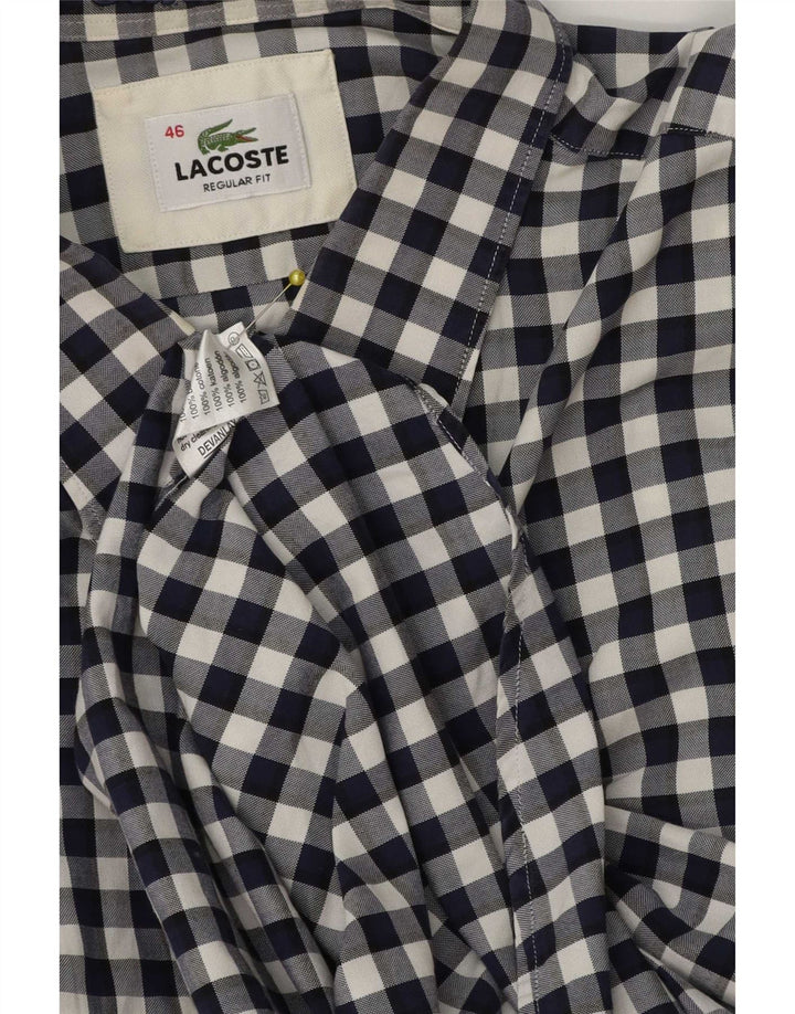 Lacoste Mens Regular Fit Shirt Size 46 2XL Navy Blue Gingham Cotton