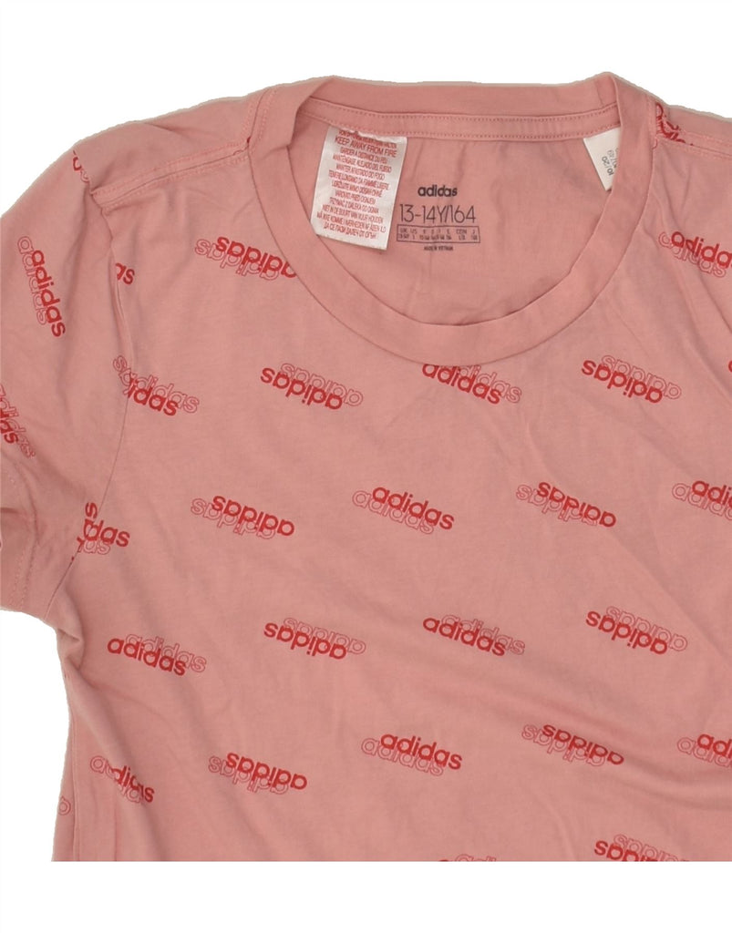 ADIDAS Girls Graphic T-Shirt Top 13-14 Years Pink Cotton | Vintage Adidas | Thrift | Second-Hand Adidas | Used Clothing | Messina Hembry 
