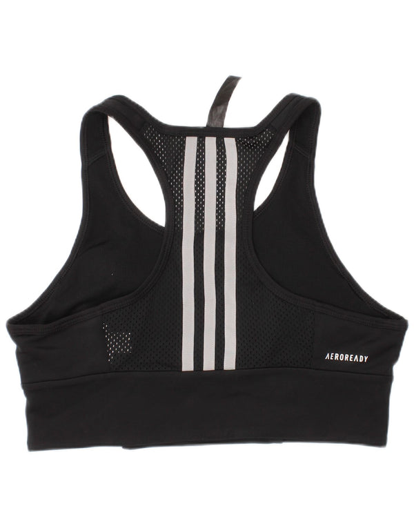 Adidas Womens Aeroready Sport Bra Top UK 8/10 Small Black Striped Sports